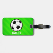 Voetbal; Neon Green Stripes Bagagelabel (Achterkant horizontaal)