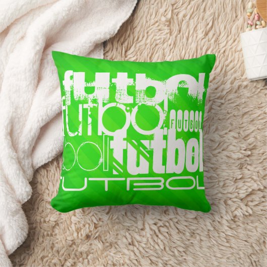 Voetbal; Neon Green Stripes Kussen (Deken)