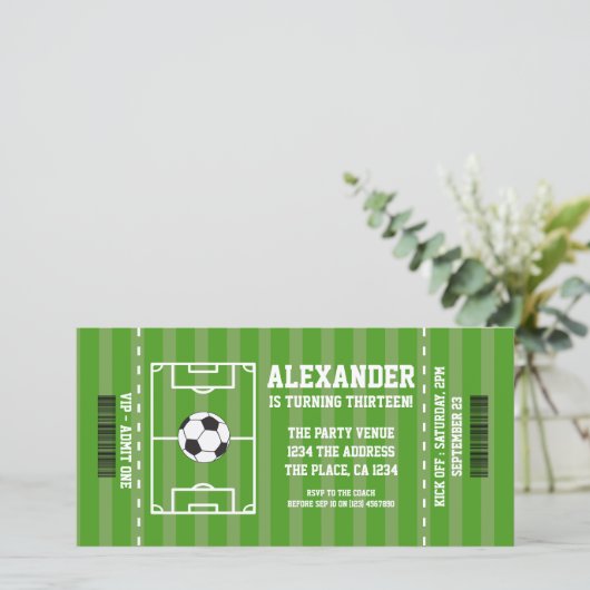 Voetbal Nieuwheid Ticket Gepersonaliseerde Sport K Feestdagenkaart (Staand voorkant)