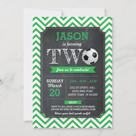 Voetbal nodigt 2de verjaardag van de Tweede verjaa Kaart (Voorkant)