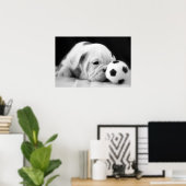 "Voetbal Nose" English Bulldog Puppy Poster (Thuiskantoor)