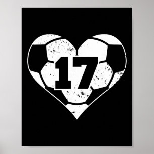 Voetbal Nummer 17 Shirt Grappige Voetbal Hart Spel Poster