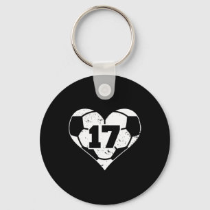 Voetbal Nummer 17 Shirt Grappige Voetbal Hart Spel Sleutelhanger
