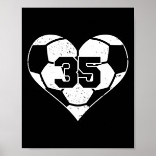 Voetbal Nummer 35 Shirt Grappige Voetbal Hart Spel Poster