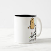 Voetbal Nut T-shirts en cadeautjes Tweekleurige Koffiemok (Voorkant rechts)
