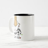 Voetbal Nut T-shirts en cadeautjes Tweekleurige Koffiemok (Voorkant links)