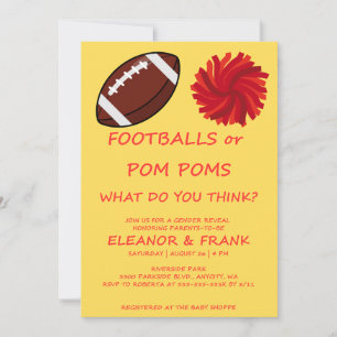 Voetbal of Pom Poms Geslacht Reveal Uitnodiging