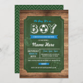 Voetbal Oh Boy Baby shower Football Uitnodigen Kaart (Voorkant / Achterkant)