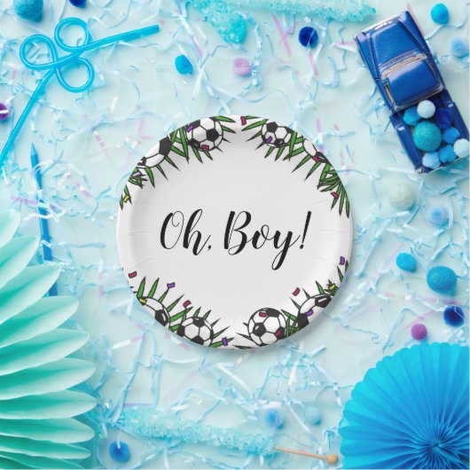 Voetbal Oh Boy Sport Game Thema Baby shower Papieren Bordje (Feest)