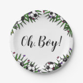 Voetbal Oh Boy Sport Game Thema Baby shower Papieren Bordje (Voorkant)