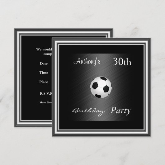 Voetbal op 30th Birthday Party Silver Kaart (Voorkant / Achterkant)