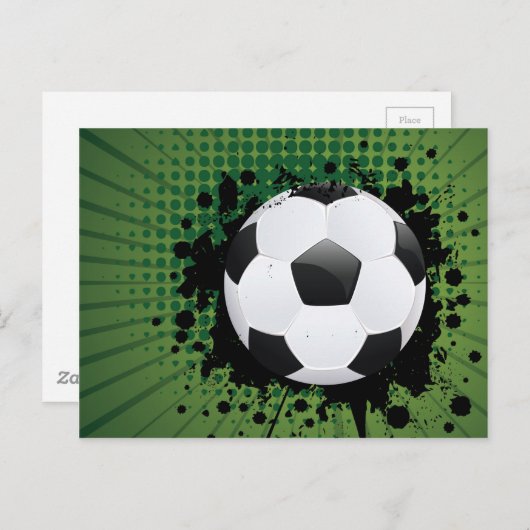 Voetbal op achtergrond Rays Briefkaart (Voorkant / Achterkant)