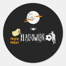 Voetbal op de behandeling van halloween spintruc ronde sticker