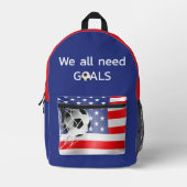 Voetbal op de vlag van de VS Bedrukte Rugzak (Voorkant)