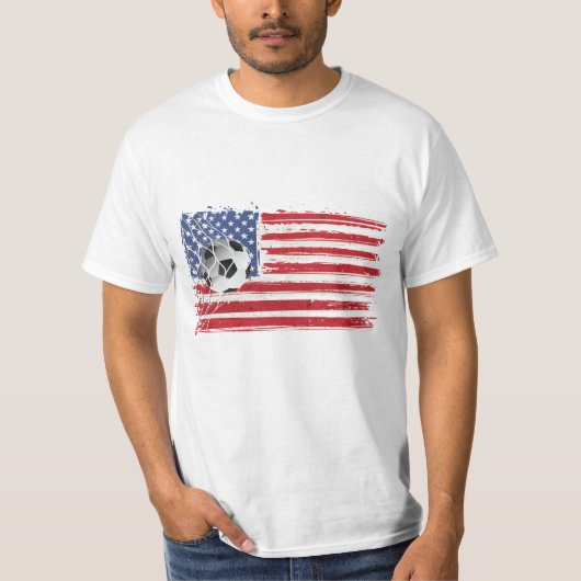 Voetbal op de vlag van de VS T-shirt (Voorkant)