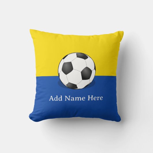 Voetbal op gele en blauwe achtergrond kussen (Voorkant)