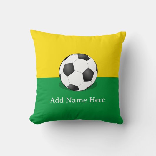 Voetbal op gele en groene achtergrond kussen (Voorkant)