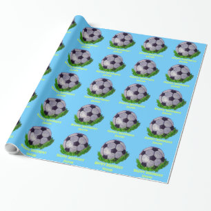 Voetbal op gras Cadeaupapier