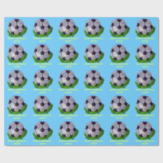  Voetbal op gras Cadeaupapier (Vlak)