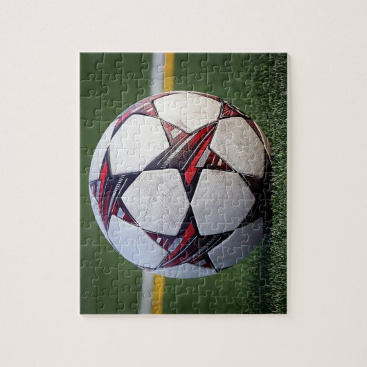 Voetbal op gras legpuzzel (Verticaal)