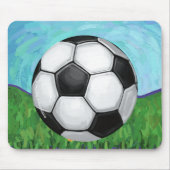 voetbal op Grass Mousepad Muismat (Voorkant)