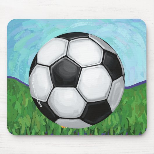 voetbal op Grass Mousepad Muismat (Voorkant)