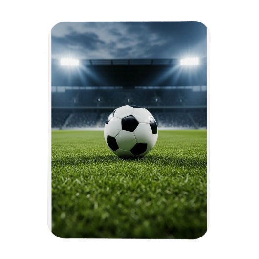 Voetbal op grasveld onder stadionlichten - magneet (Verticaal)