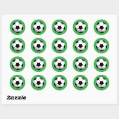 Voetbal op groen ronde sticker (Vel)