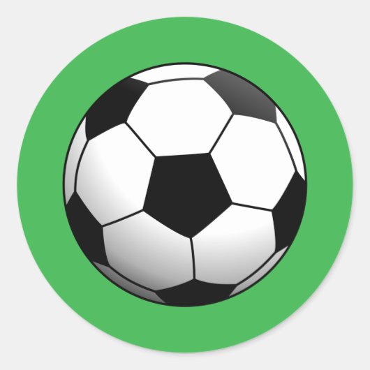 Voetbal op groen ronde sticker (Voorkant)
