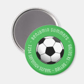 Voetbal op groene aangepaste tekst magneet (Voorkant / Achterkant)