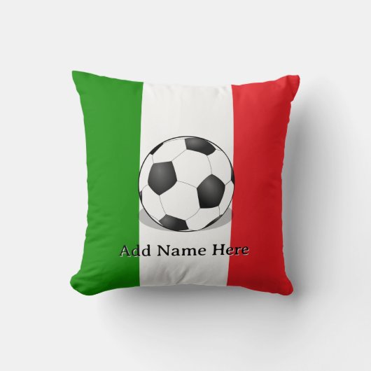 Voetbal op groene witte en rode achtergrond kussen (Voorkant)