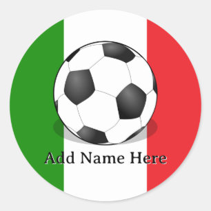 Voetbal op groene witte en rode achtergrond ronde sticker