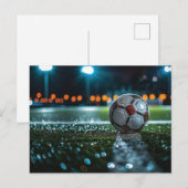 Voetbal op het lege natte arena veld feestdagenkaart (Voorkant / Achterkant)