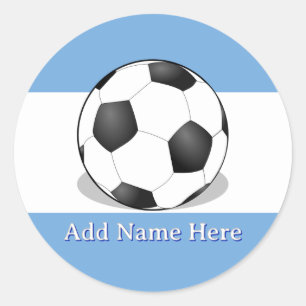 Voetbal op lichte blauwe en witte achtergrond ronde sticker