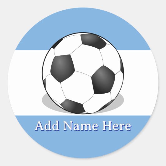 Voetbal op lichte blauwe en witte achtergrond ronde sticker (Voorkant)