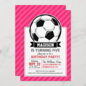 Voetbal op Neon Pink Stripes Kaart (Voorkant / Achterkant)