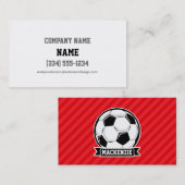 Voetbal op rode diagonale strepen visitekaartje (Voorkant / Achterkant)