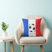 Voetbal op rode, witte en blauwe achtergrond kussen (Stoel)