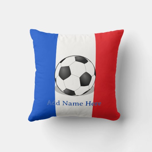Voetbal op rode, witte en blauwe achtergrond kussen (Achterkant)