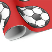 voetbal op rood cadeaupapier (Rol Hoek)