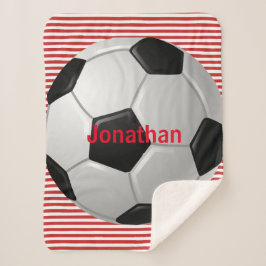 Voetbal op Stripes Design Sherpa Blanket Deken