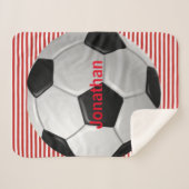 Voetbal op Stripes Design Sherpa Blanket Deken (Voorkant (horizontaal))