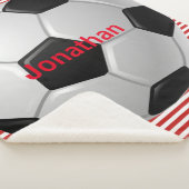Voetbal op Stripes Design Sherpa Blanket Sherpa Deken (3/4)