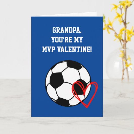 Voetbal Opa Valentijnsdag Kaart (Gele Bloem)