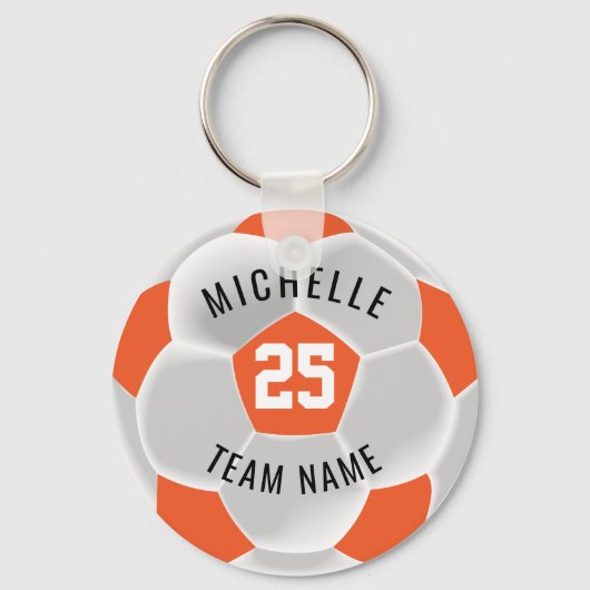 Voetbal ⚽ - Oranje en wit Sleutelhanger (Voorkant)
