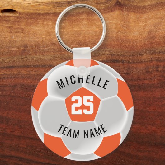 Voetbal ⚽ - Oranje en wit Sleutelhanger (Voorkant)