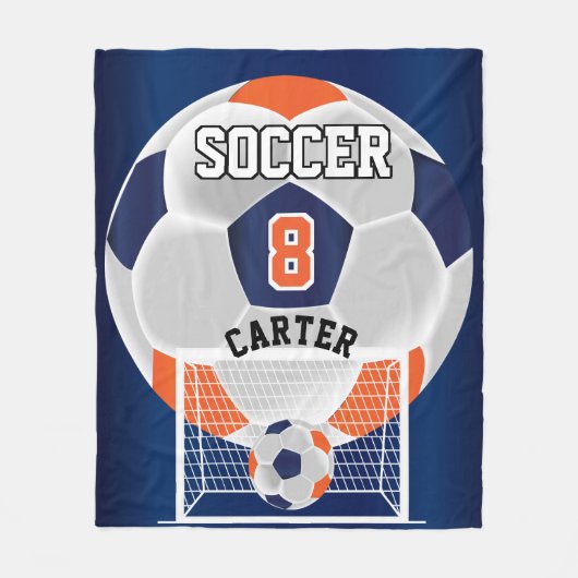 Voetbal ⚽ — Oranje, wit en blauw Fleece Deken (Voorkant)