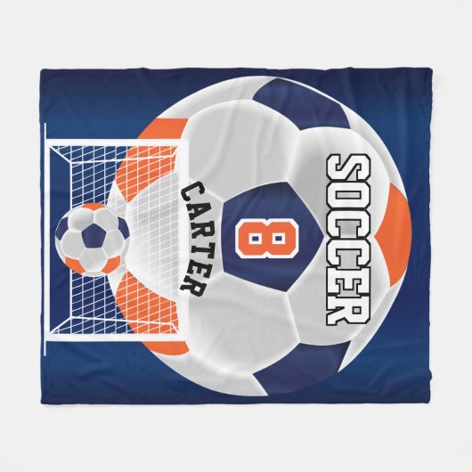 Voetbal ⚽ — Oranje, wit en blauw Fleece Deken (Voorkant (Horizontaal))