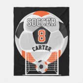 Voetbal - Oranje, wit en zwart Fleece Deken (Voorkant)