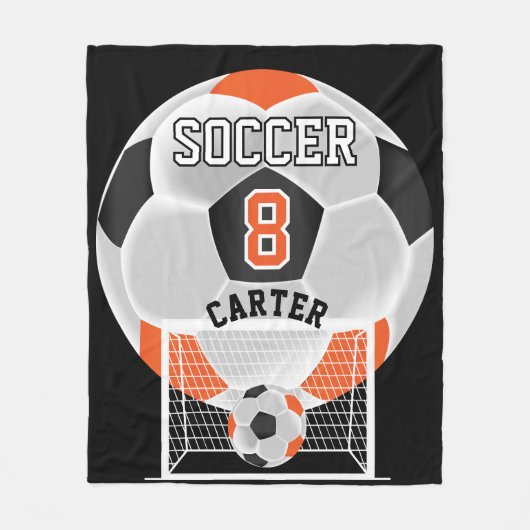 Voetbal - Oranje, wit en zwart Fleece Deken (Voorkant)